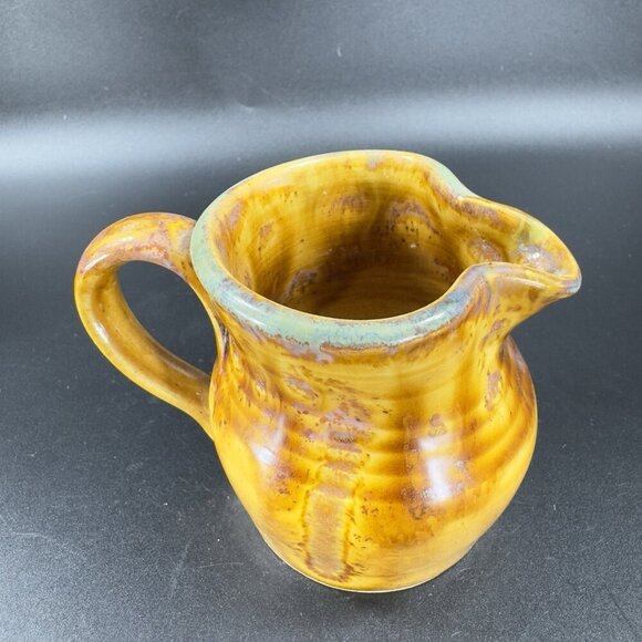 Vintage Hand Made Pottery Stoneware Small Pitcher Carafe Creamer Artist Signed - Picture 11 of 11